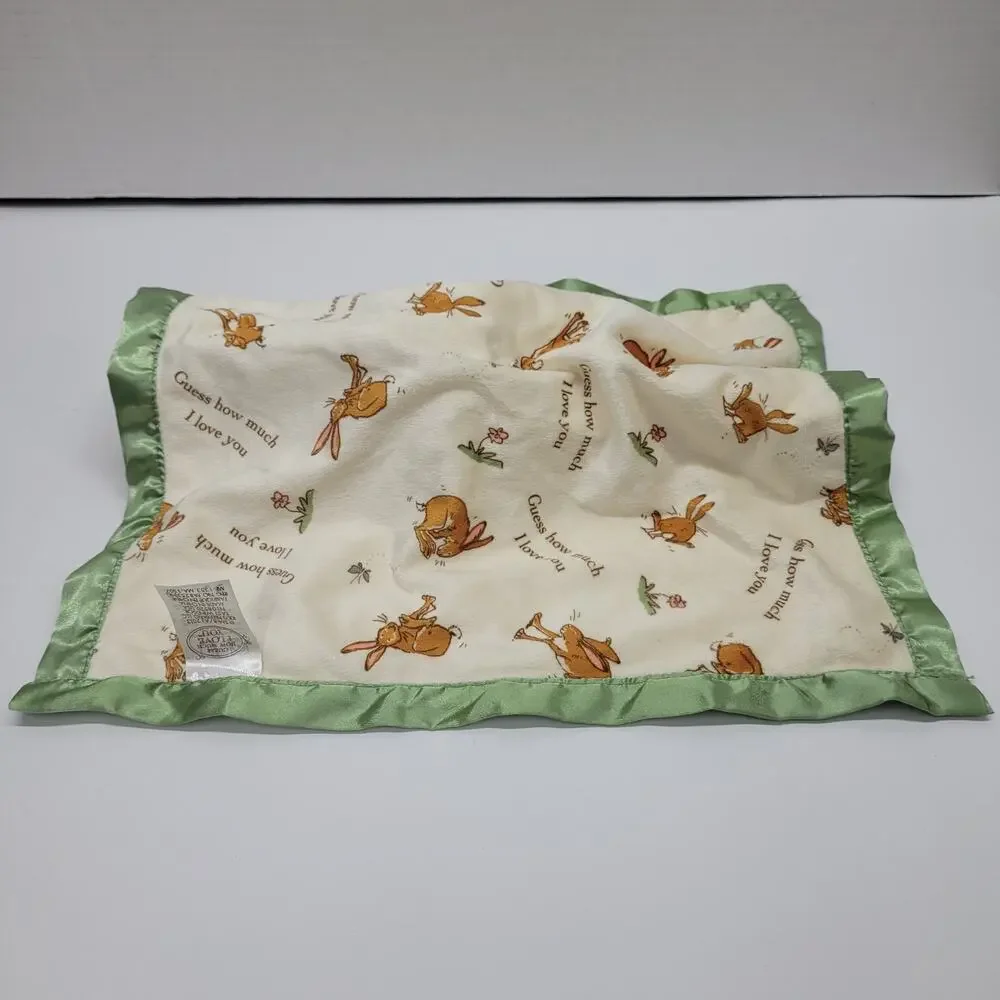 Guess How Much I Love You Bunny Rabbit Plush Security Baby Blanket Lovey Green